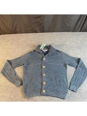 El Ganso Cable-Knit Cardigan Sweater Button Gray Collared Men's S